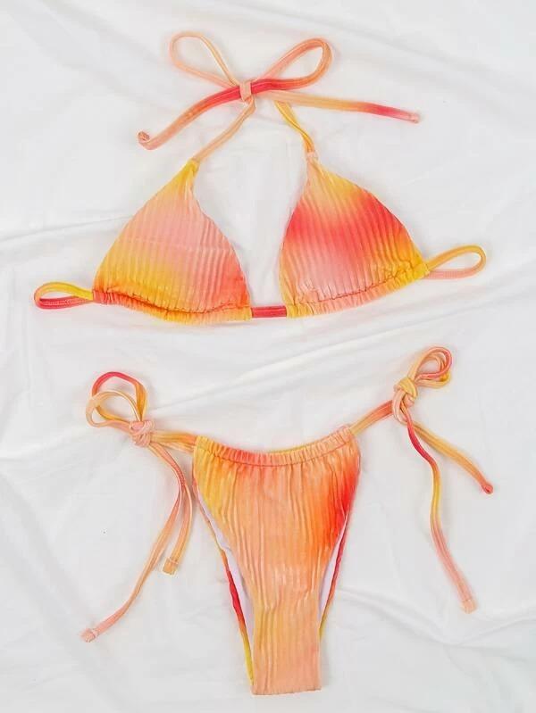 Upopby Velvet Halter String Bikini Swimsuit