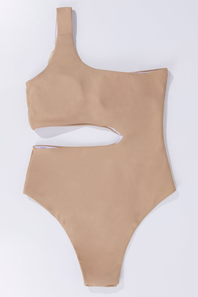 Upopby One Shoulder Side Cut Out One Piece Swimsuit back details